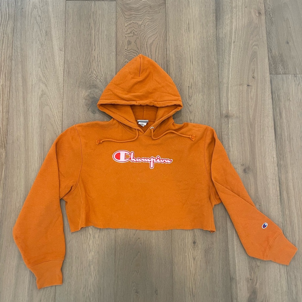 Champion Orange Cropped Hoodie
